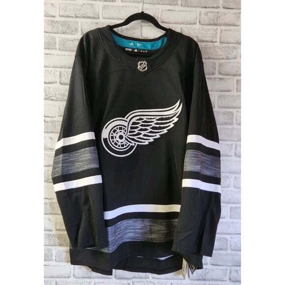 NHL Adidas Detroit Red Wings Hockey Jersey Men’s Size 60 Black White New - Picture 1 of 6